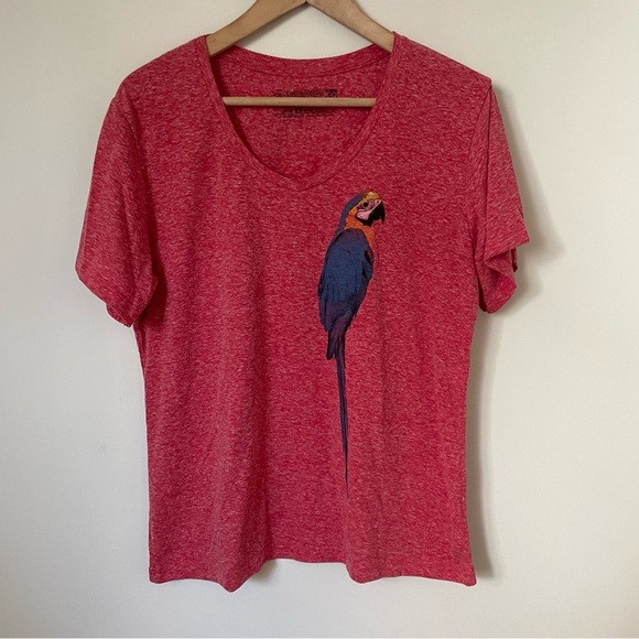 Cobra Verde Parrot Printed V Neck T Shirt Red Size XL - Picture 1 of 3